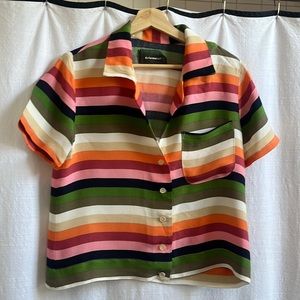 Reformation rainbow stripe button down shirt